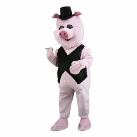 Location mascotte cochon banquier